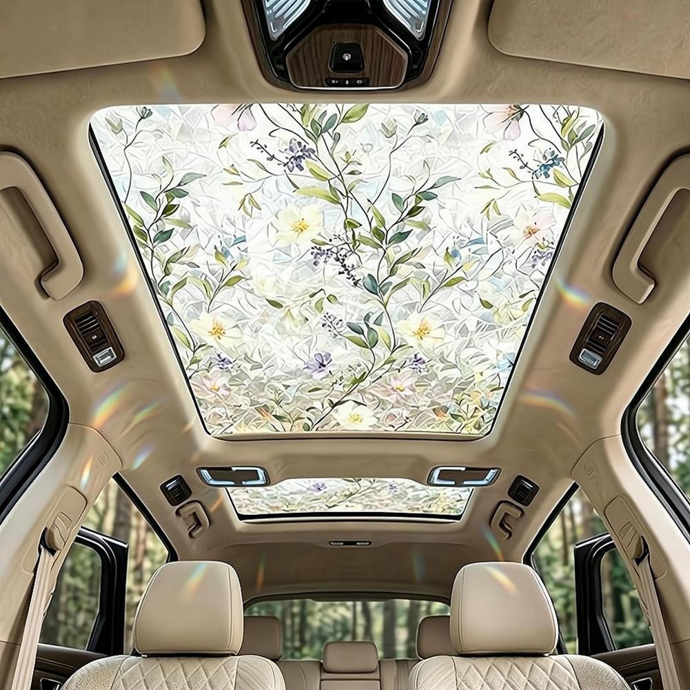 Privacy Screen Protector - Floral Stained Glass Car Sunroof Static