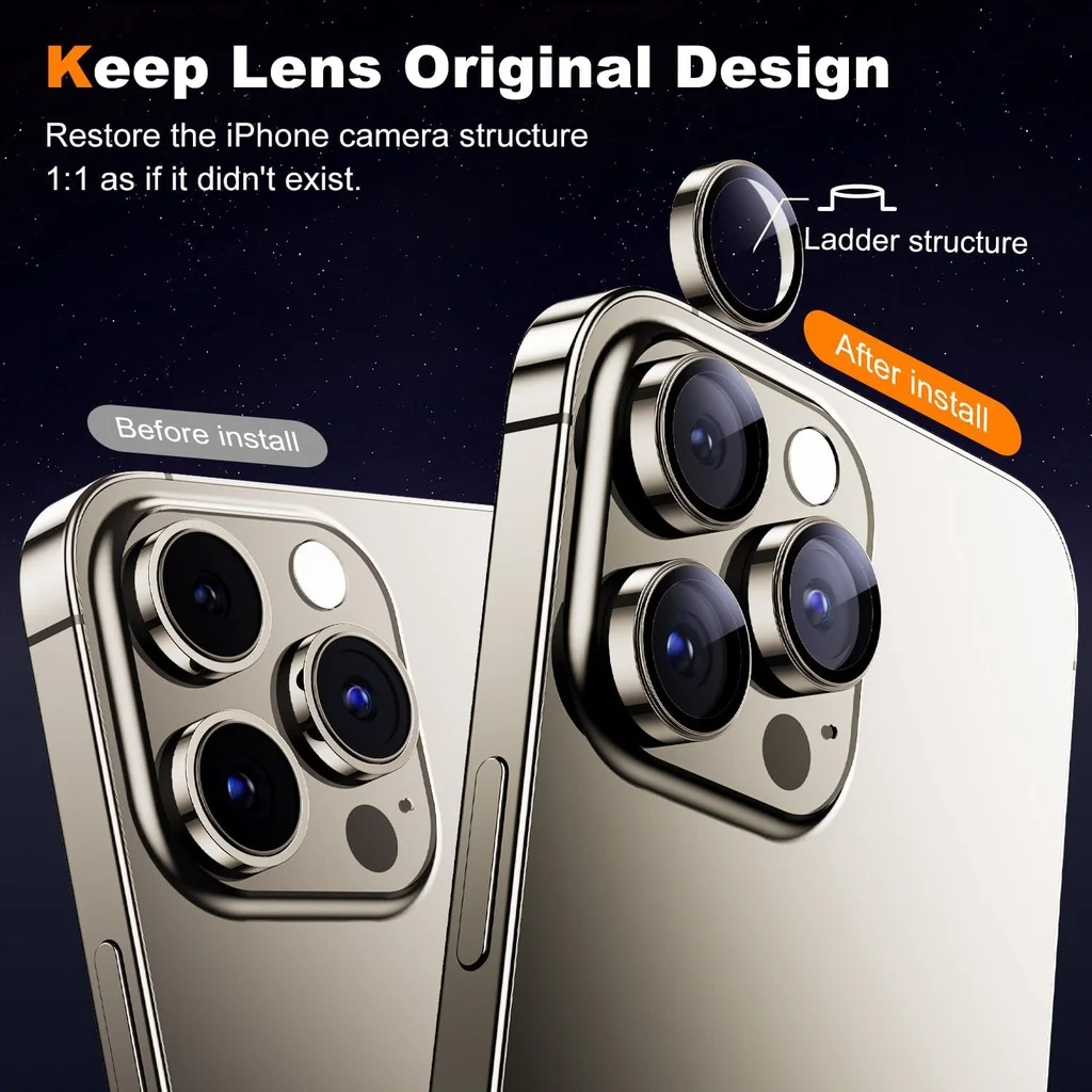 3Pcs Metal Camera Lens Protect – Tempered Glass Screen 9H Bewertung und Preis